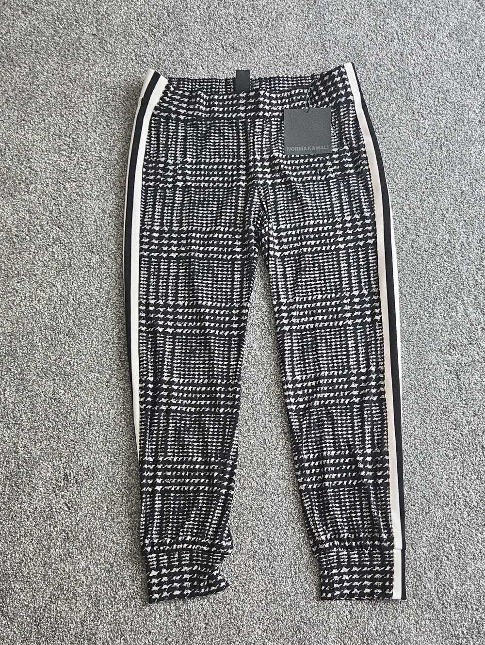 Norma Kamali Black & White Plaid Joggers